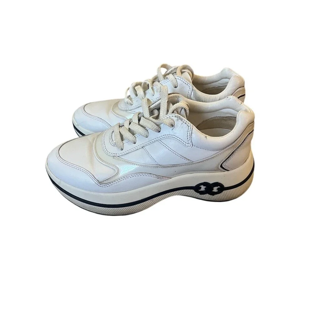 Tory Burch Gemini Link Platform Sneakers Womens Size 8 White Lace Up